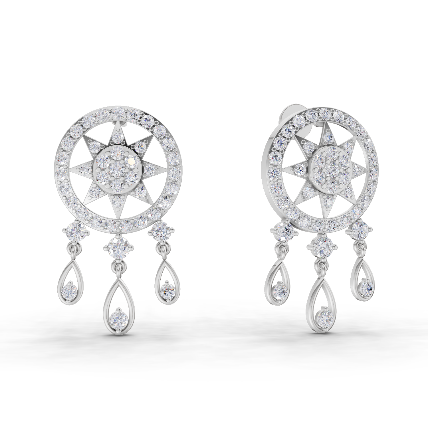 1.81 Carat Dream catcher Diamond Earrings 14K - White Gold