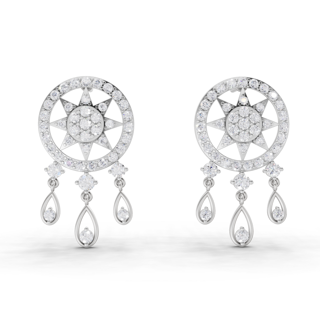 1.81 Carat Dream catcher Diamond Earrings 14K - White Gold