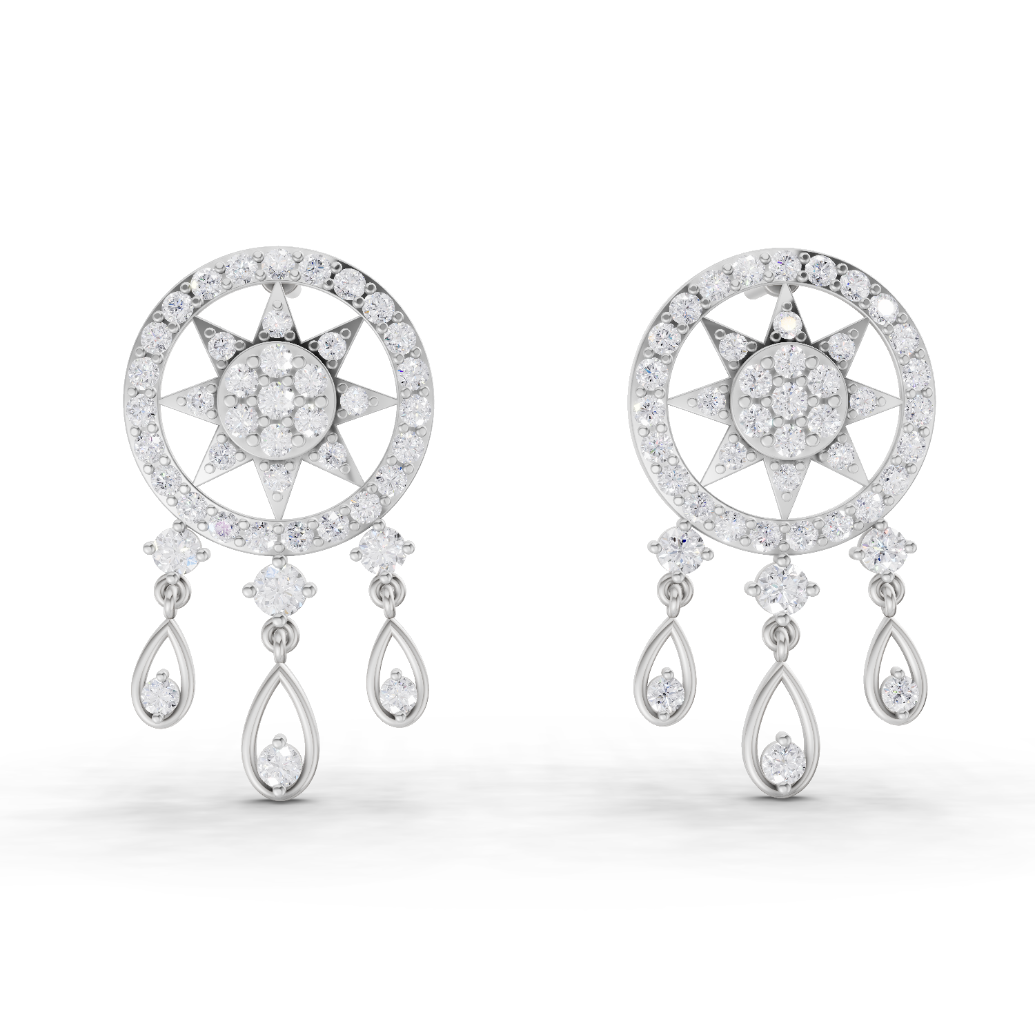 1.81 Carat Dream catcher Diamond Earrings 14K - White Gold