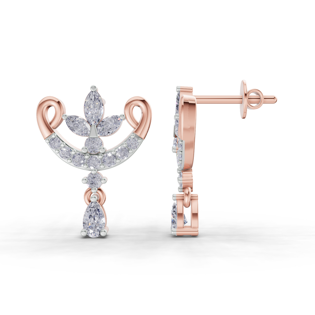 0.75 Carat Moonflower Diamond Earrings 14K - Rose Gold
