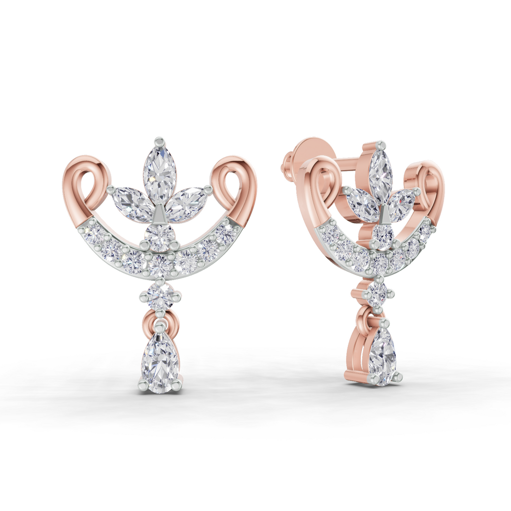 0.75 Carat Moonflower Diamond Earrings 14K - Rose Gold
