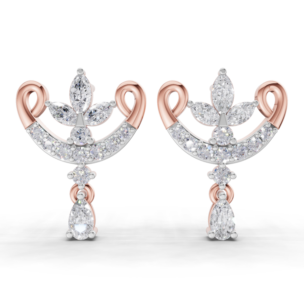 0.75 Carat Moonflower Diamond Earrings 14K - Rose Gold