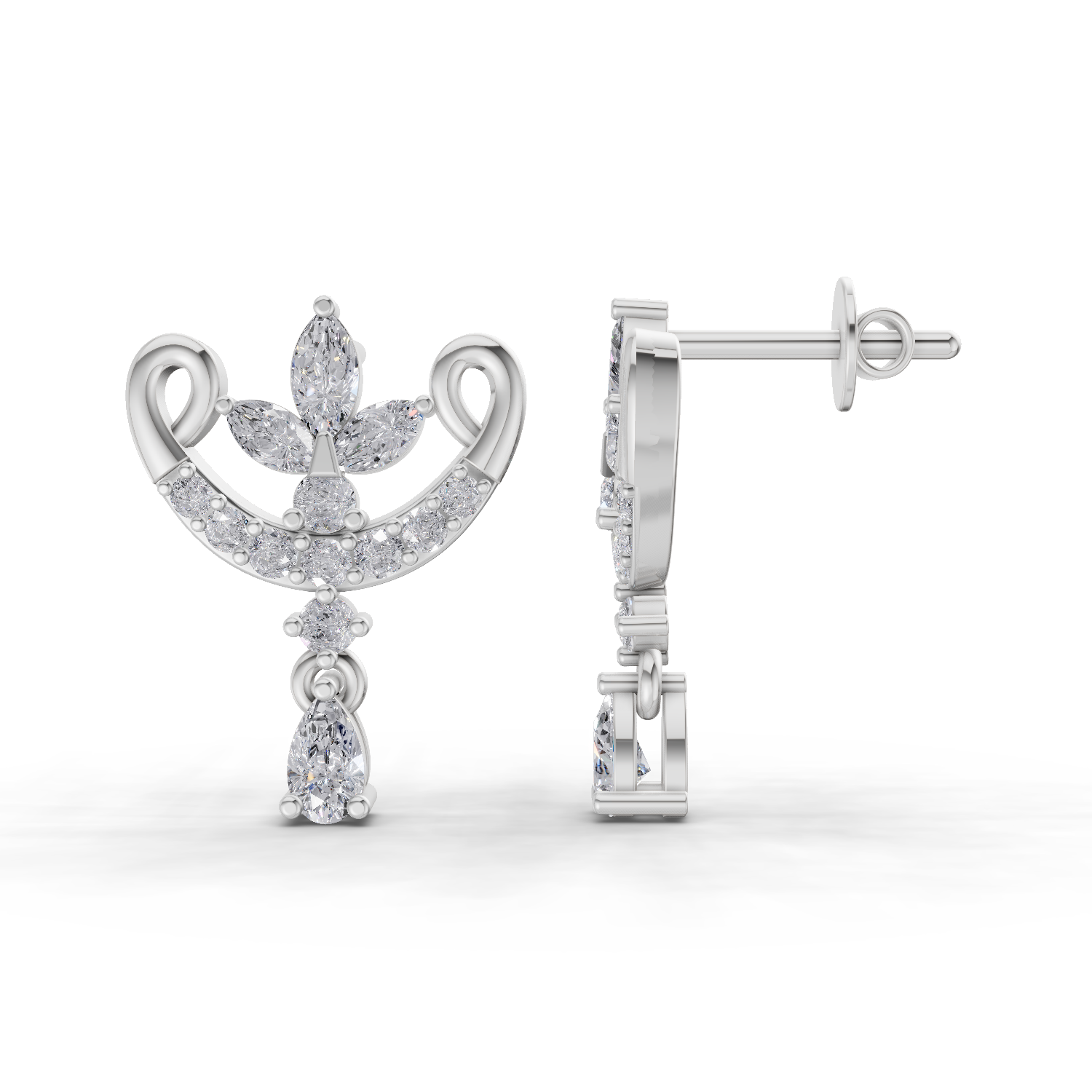 0.75 Carat Moonflower Diamond Earrings 14K - White Gold
