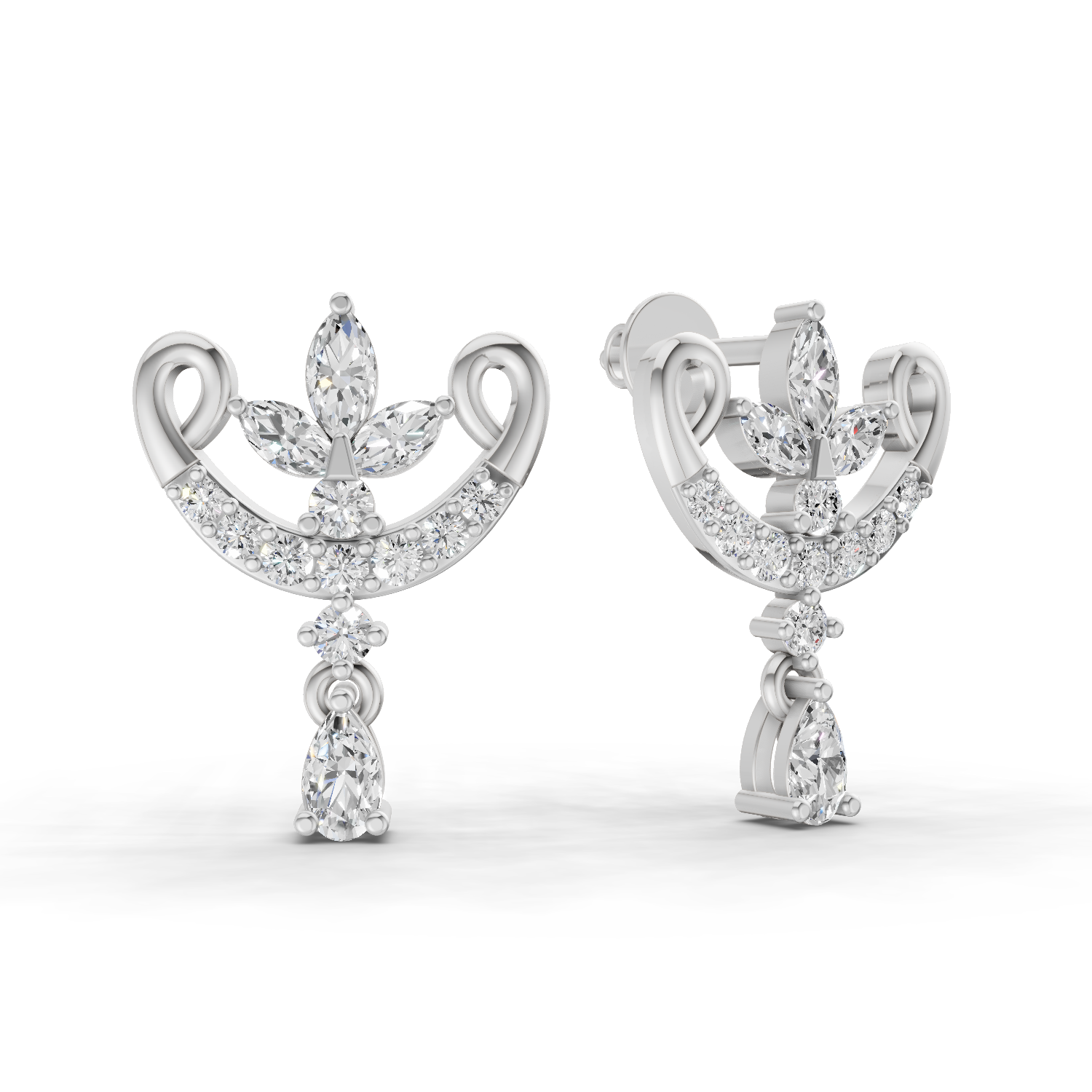 0.75 Carat Moonflower Diamond Earrings 14K - White Gold