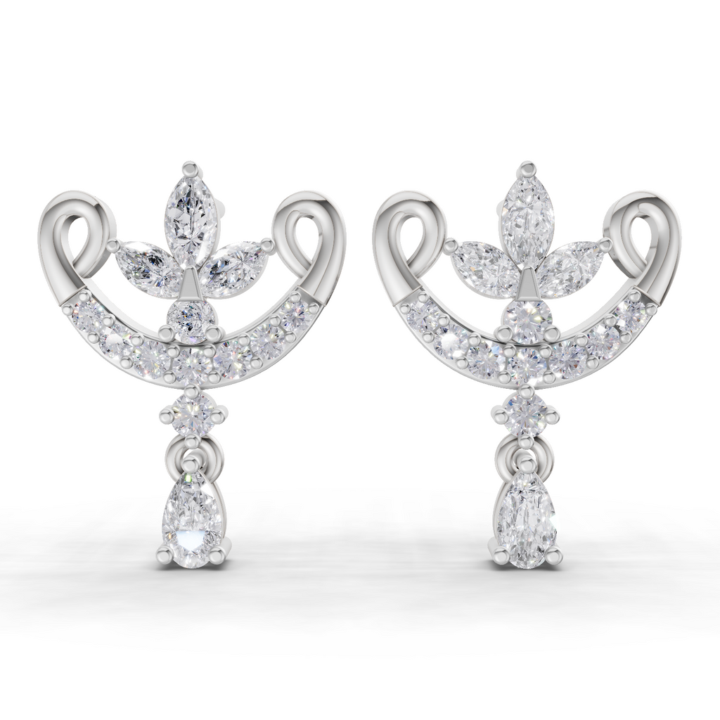 0.75 Carat Moonflower Diamond Earrings 14K - White Gold
