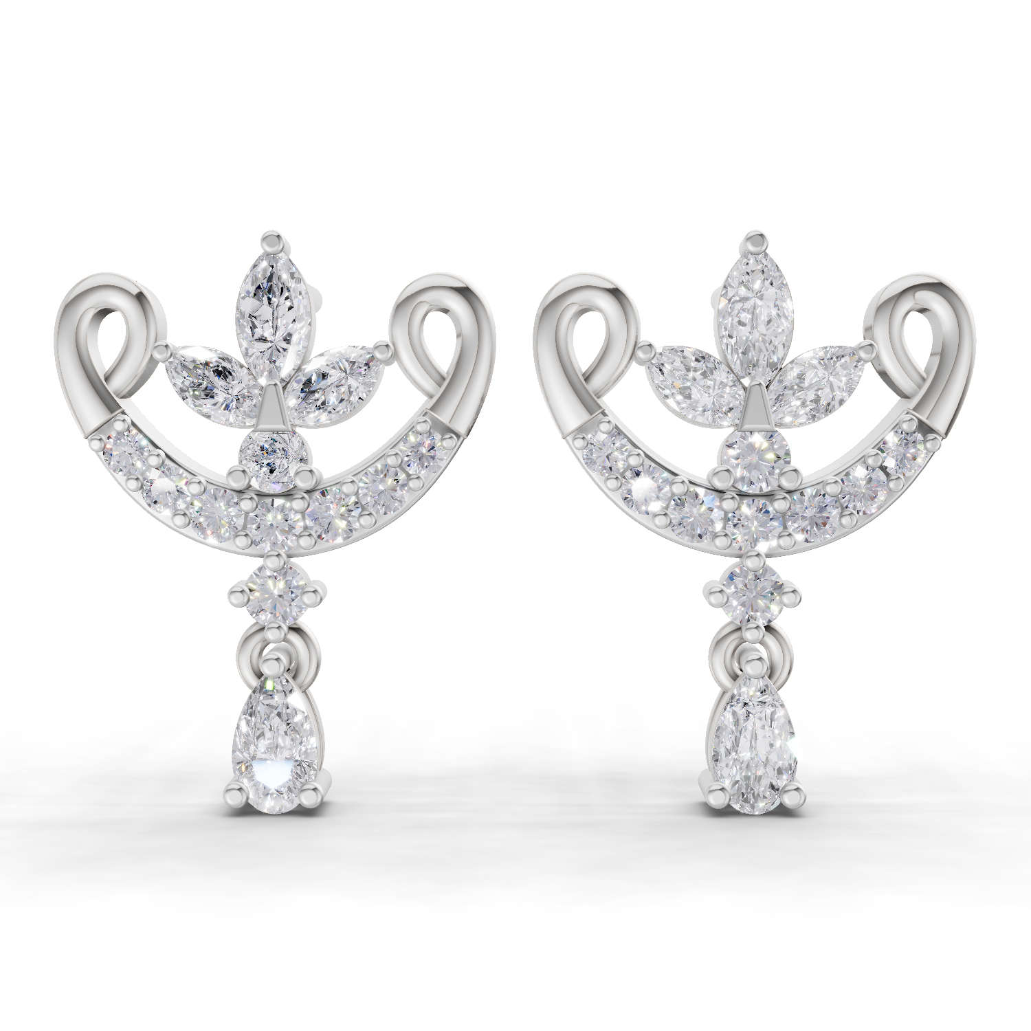 0.75 Carat Moonflower Diamond Earrings 14K - White Gold