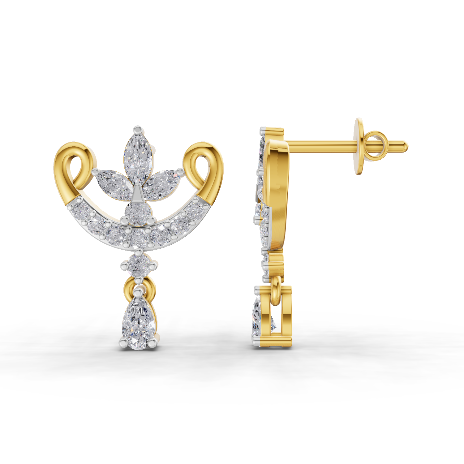 0.75 Carat Moonflower Diamond Earrings 14K