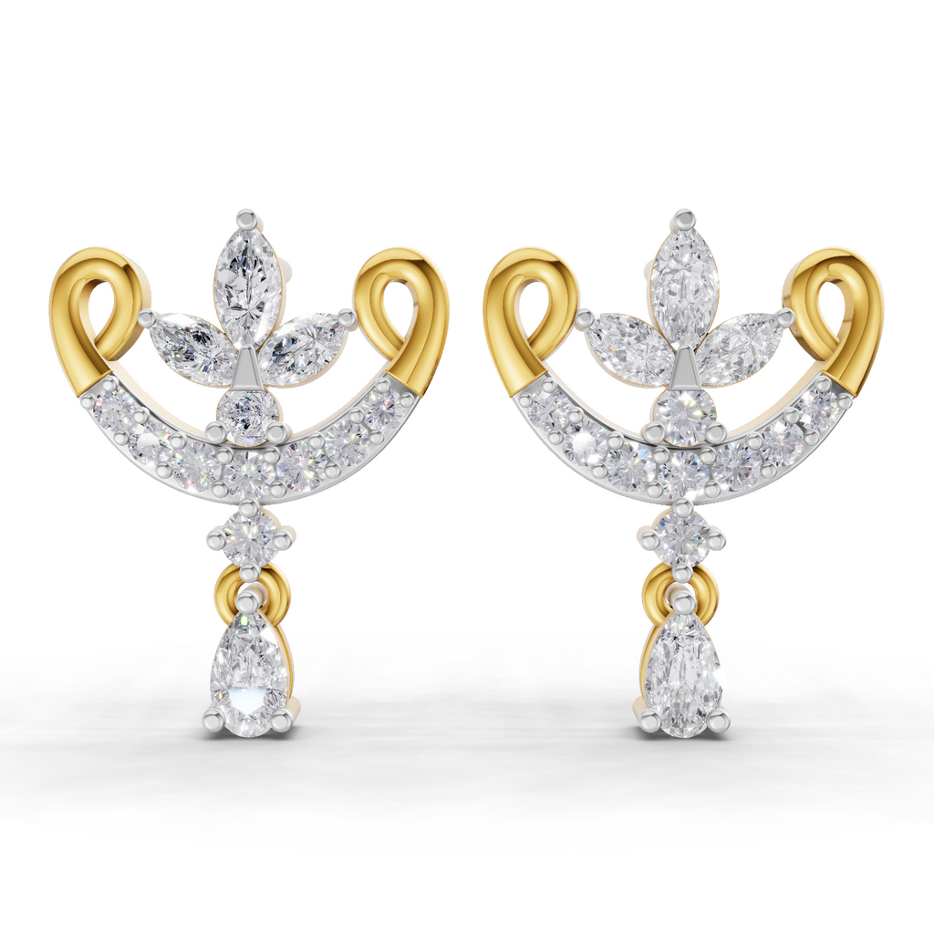 0.75 Carat Moonflower Diamond Earrings 14K
