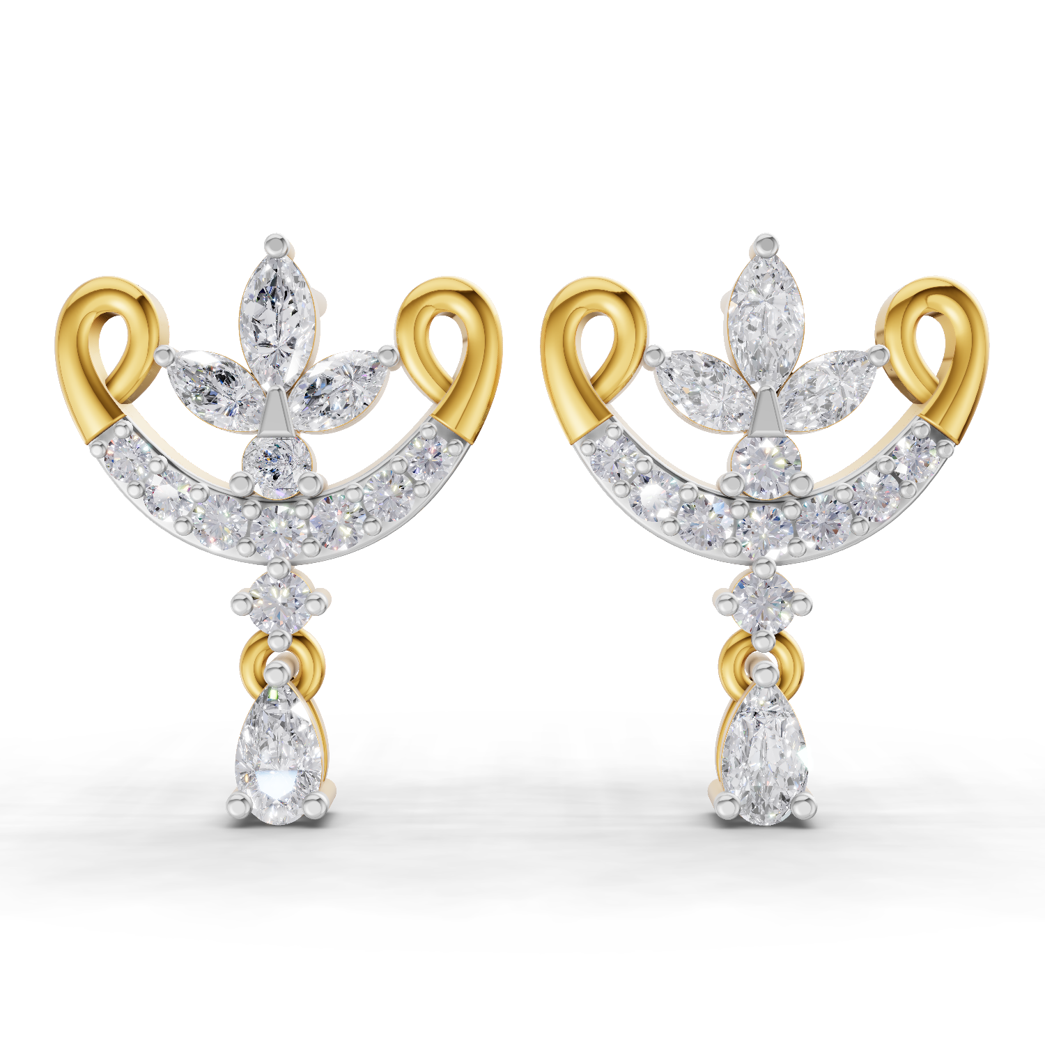 0.75 Carat Moonflower Diamond Earrings 14K