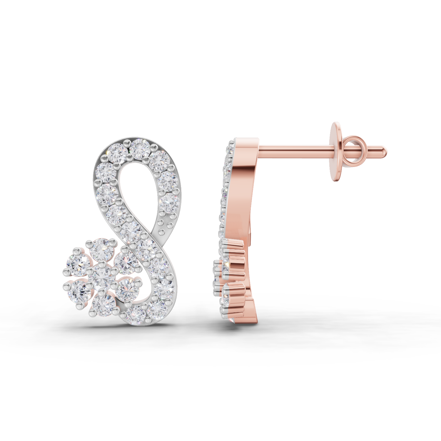 0.65 Carat Infinity Diamond Earrings 14K - Rose Gold