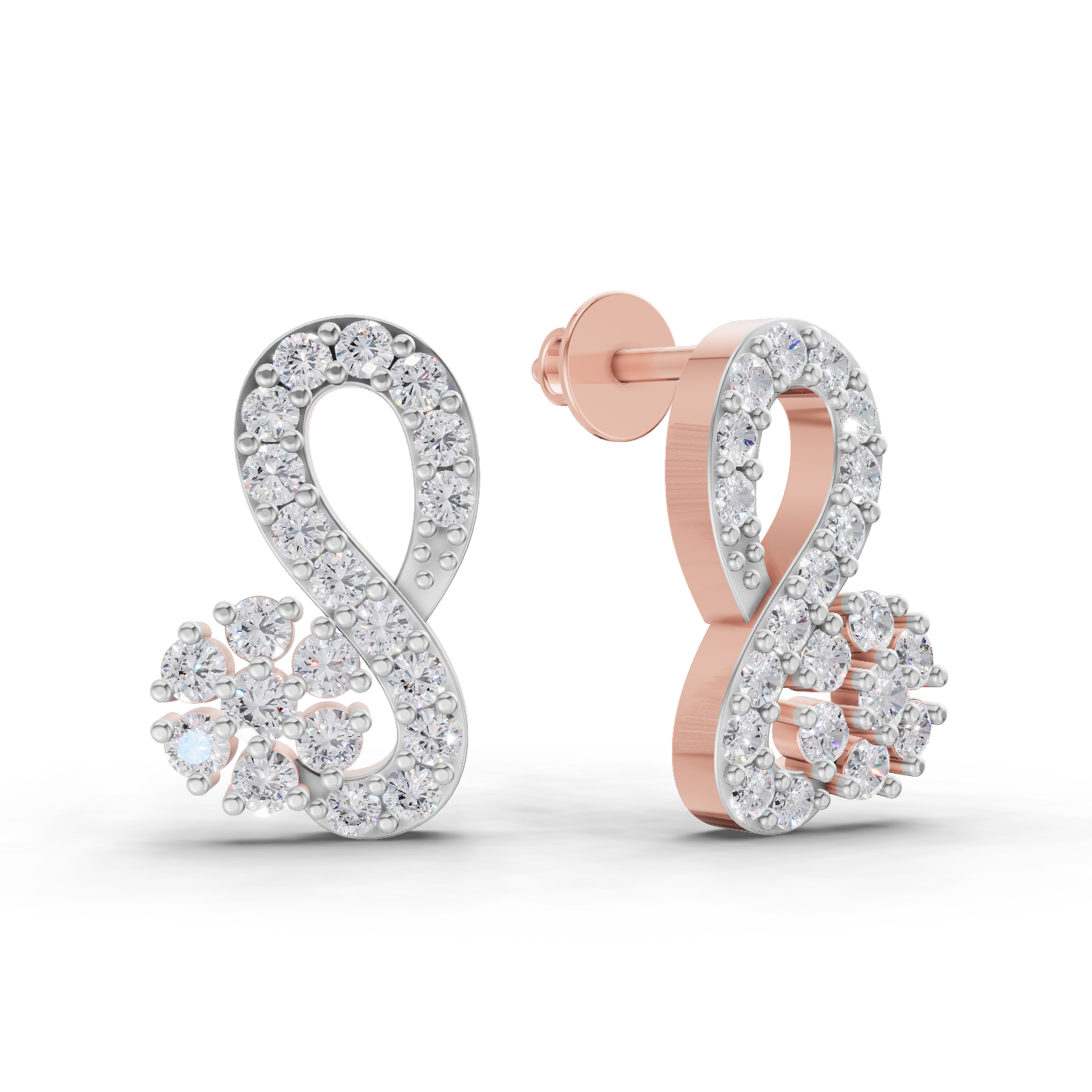 0.65 Carat Infinity Diamond Earrings 14K - Rose Gold