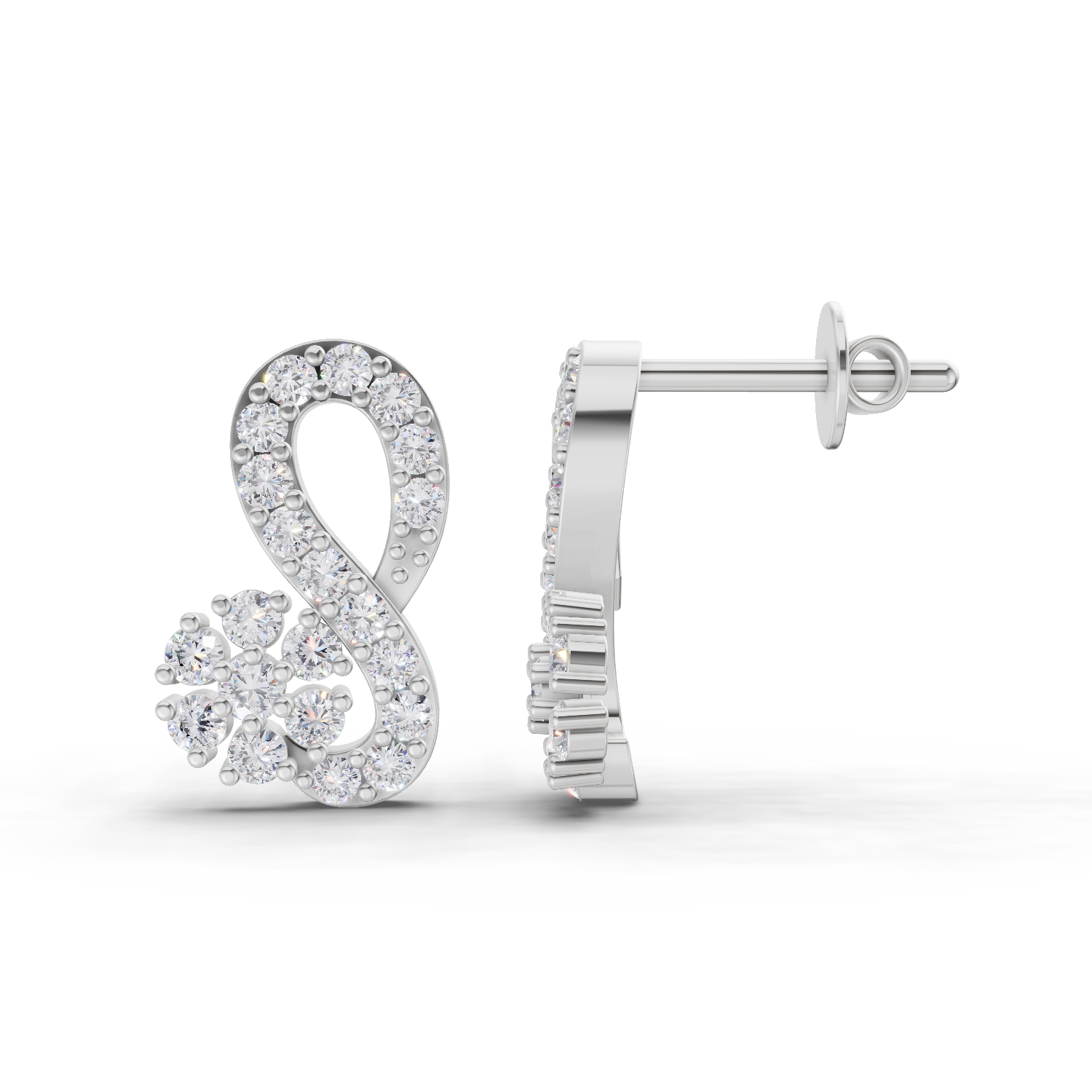 0.65 Carat Infinity Diamond Earrings 14K - White Gold