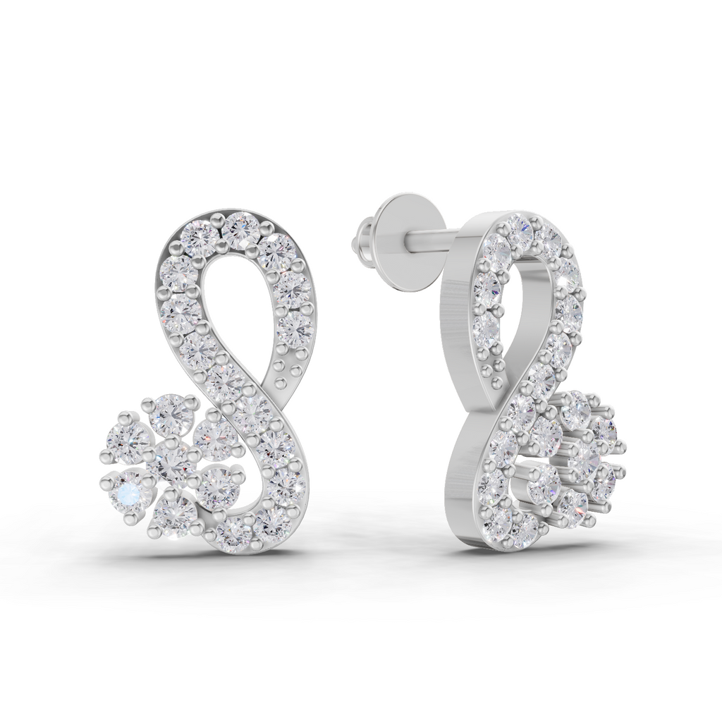 0.65 Carat Infinity Diamond Earrings 14K - White Gold