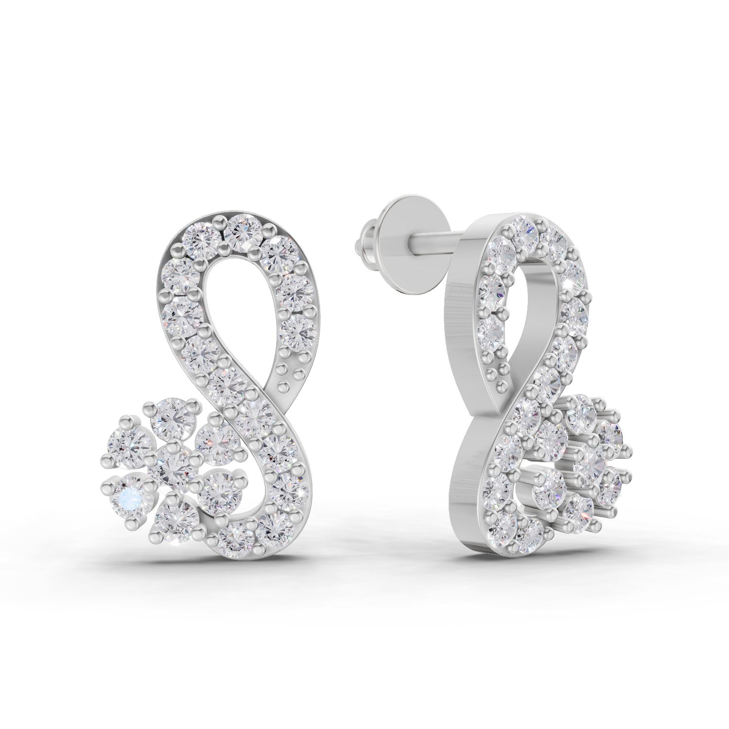 0.65 Carat Infinity Diamond Earrings 14K - White Gold