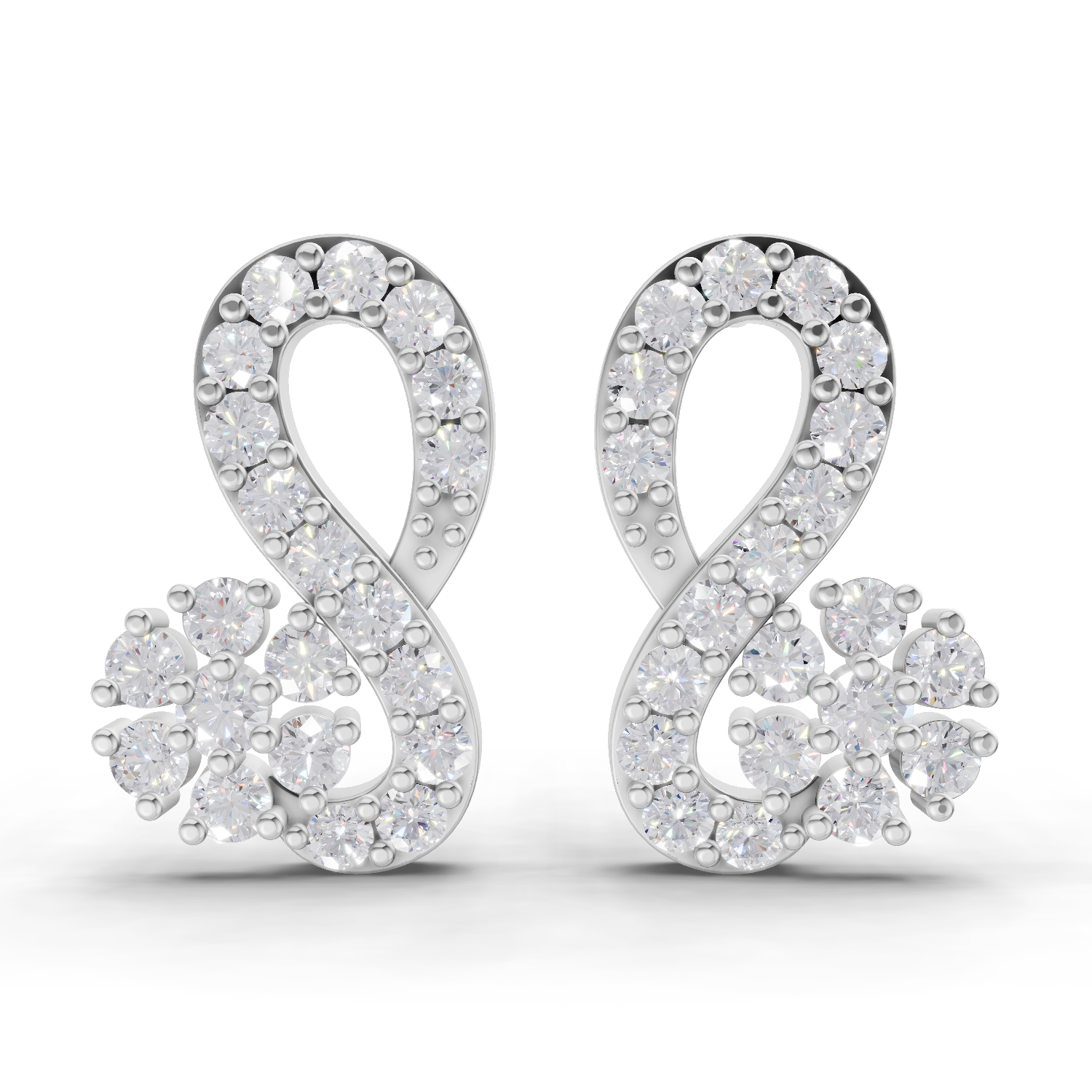 0.65 Carat Infinity Diamond Earrings 14K - White Gold