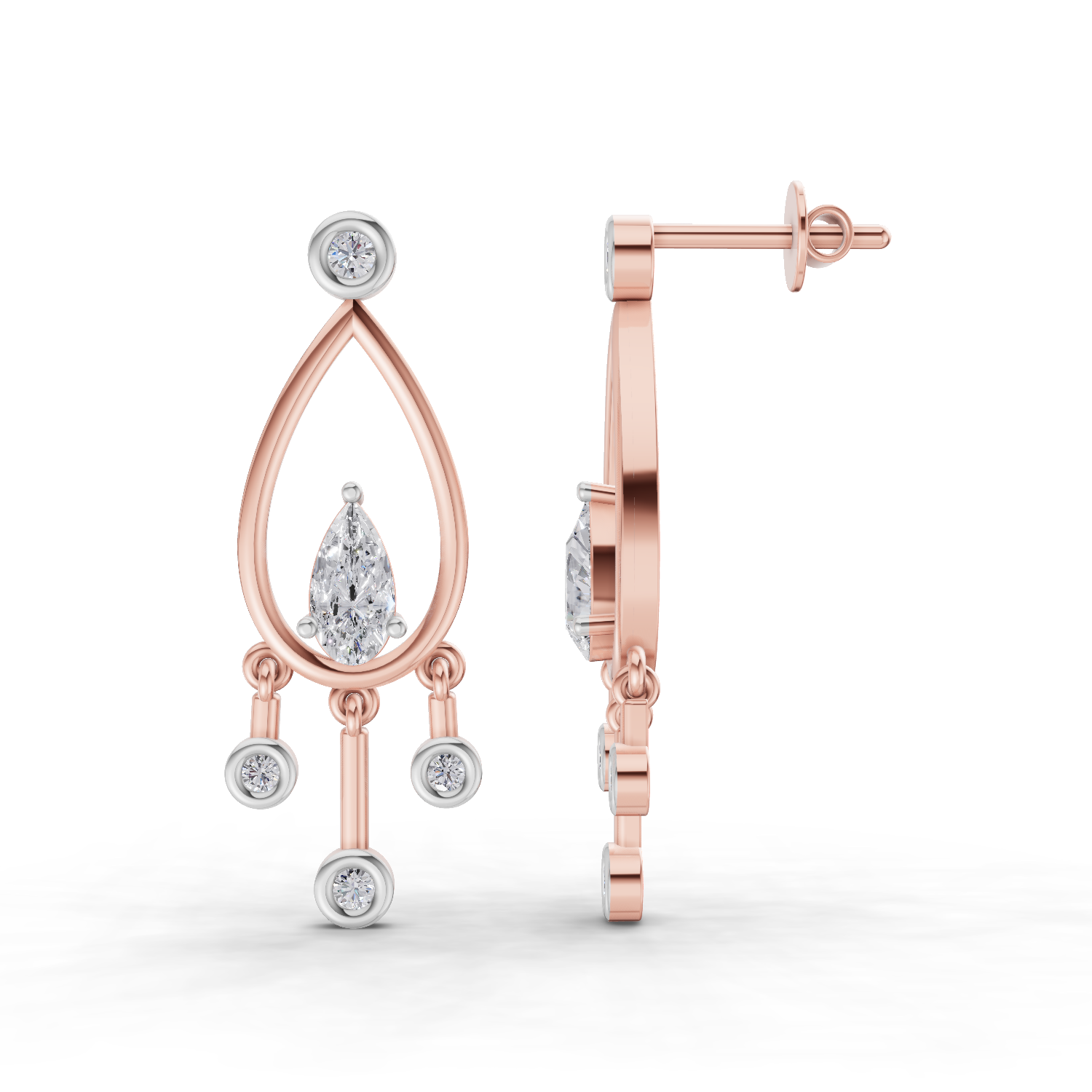 0.67 Carat Pear Starlit Diamond Earrings 14K - Rose Gold