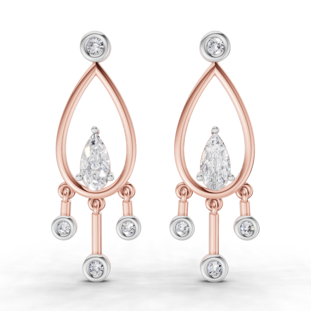 0.67 Carat Pear Starlit Diamond Earrings 14K - Rose Gold