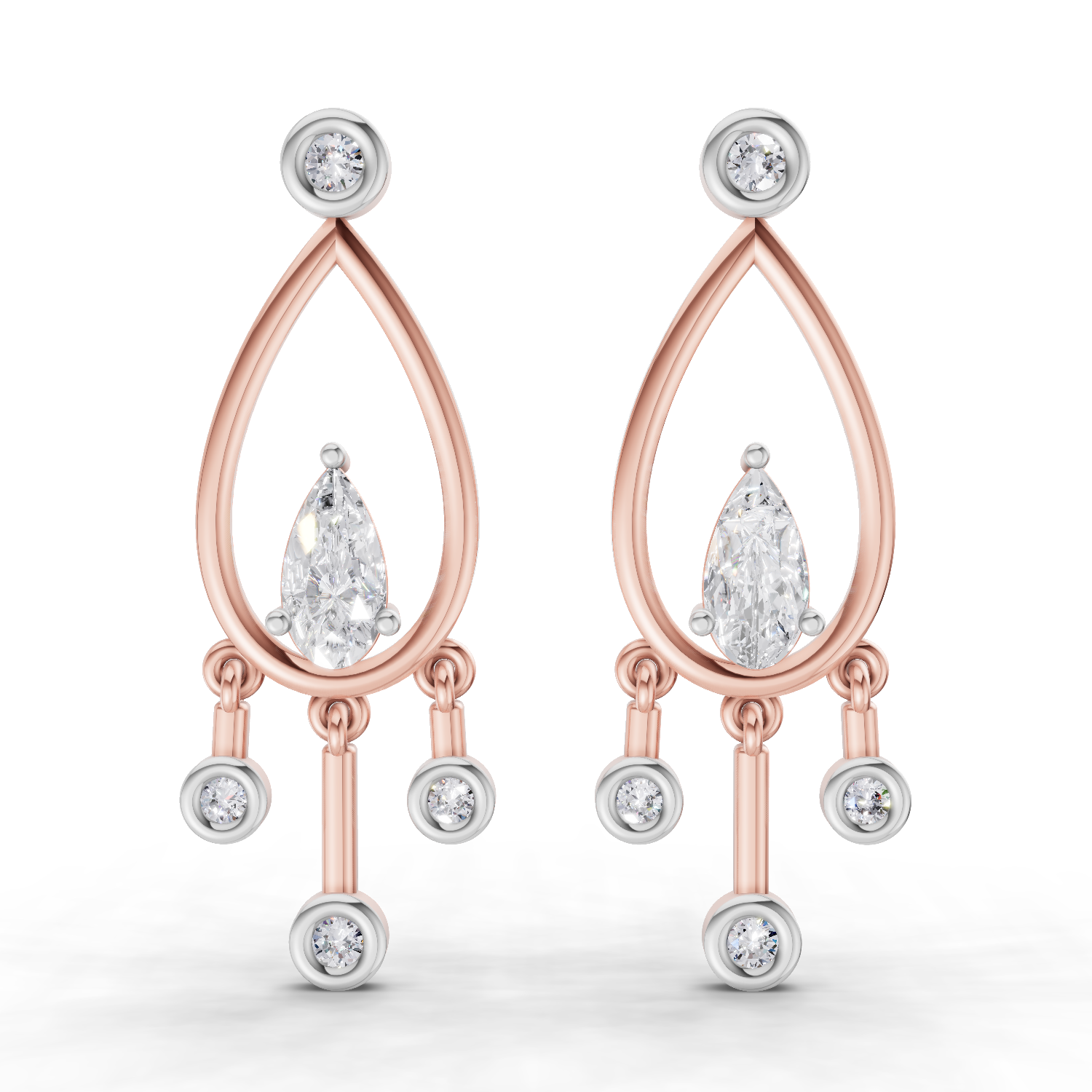 0.67 Carat Pear Starlit Diamond Earrings 14K - Rose Gold