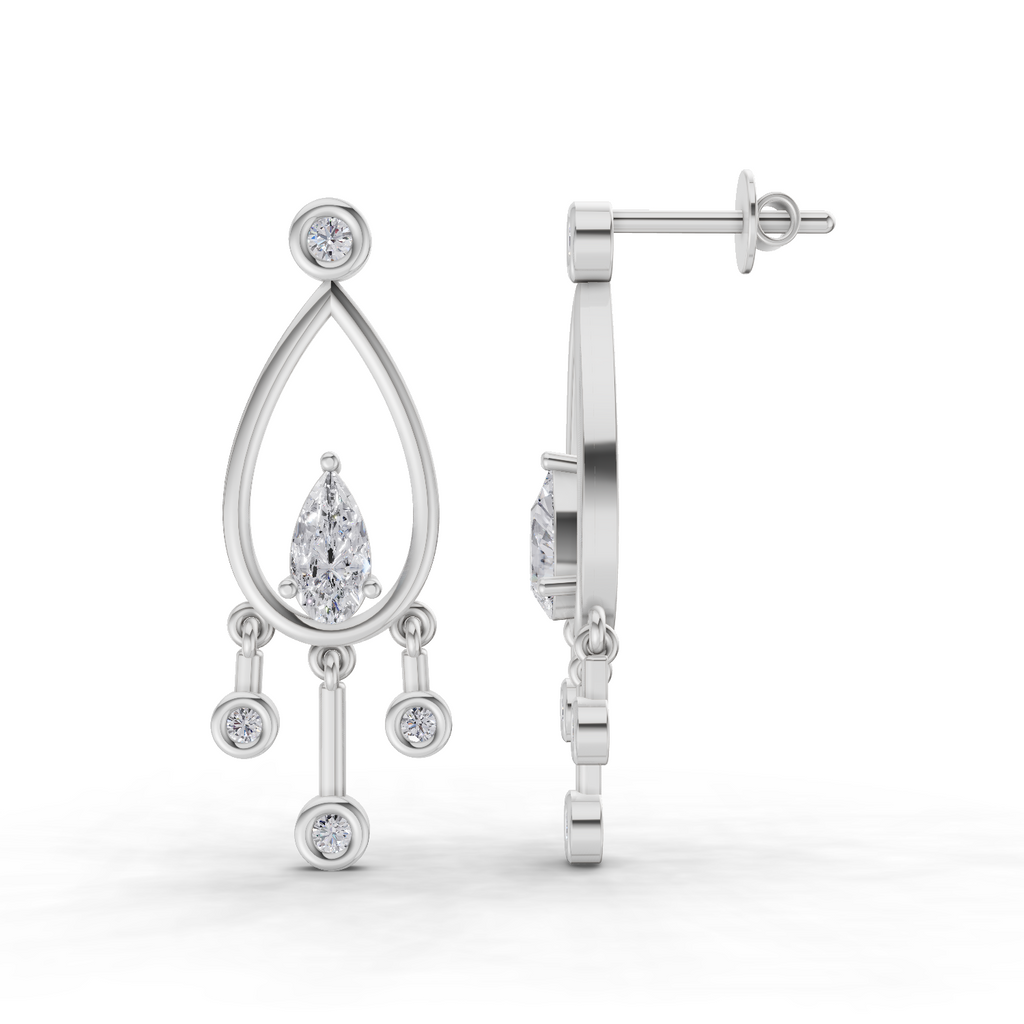 0.67 Carat Pear Starlit Diamond Earrings 14K - White Gold