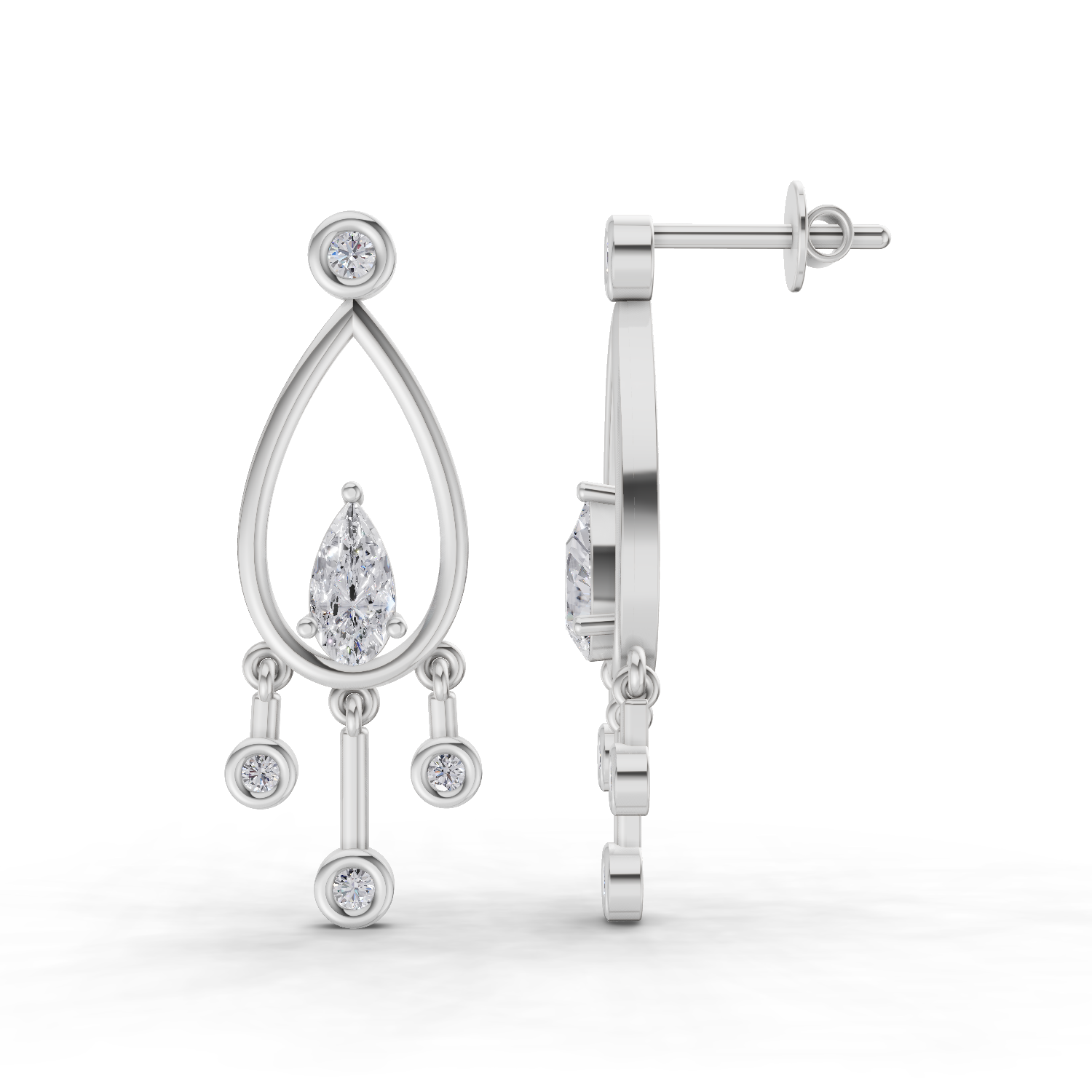 0.67 Carat Pear Starlit Diamond Earrings 14K - White Gold