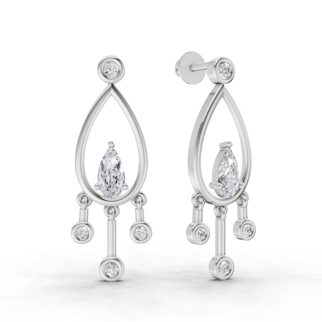 0.67 Carat Pear Starlit Diamond Earrings 14K - White Gold