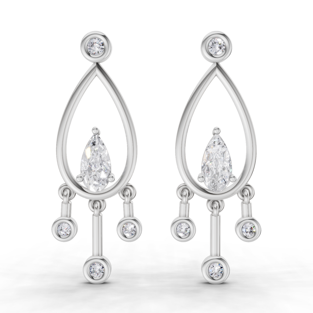 0.67 Carat Pear Starlit Diamond Earrings 14K - White Gold