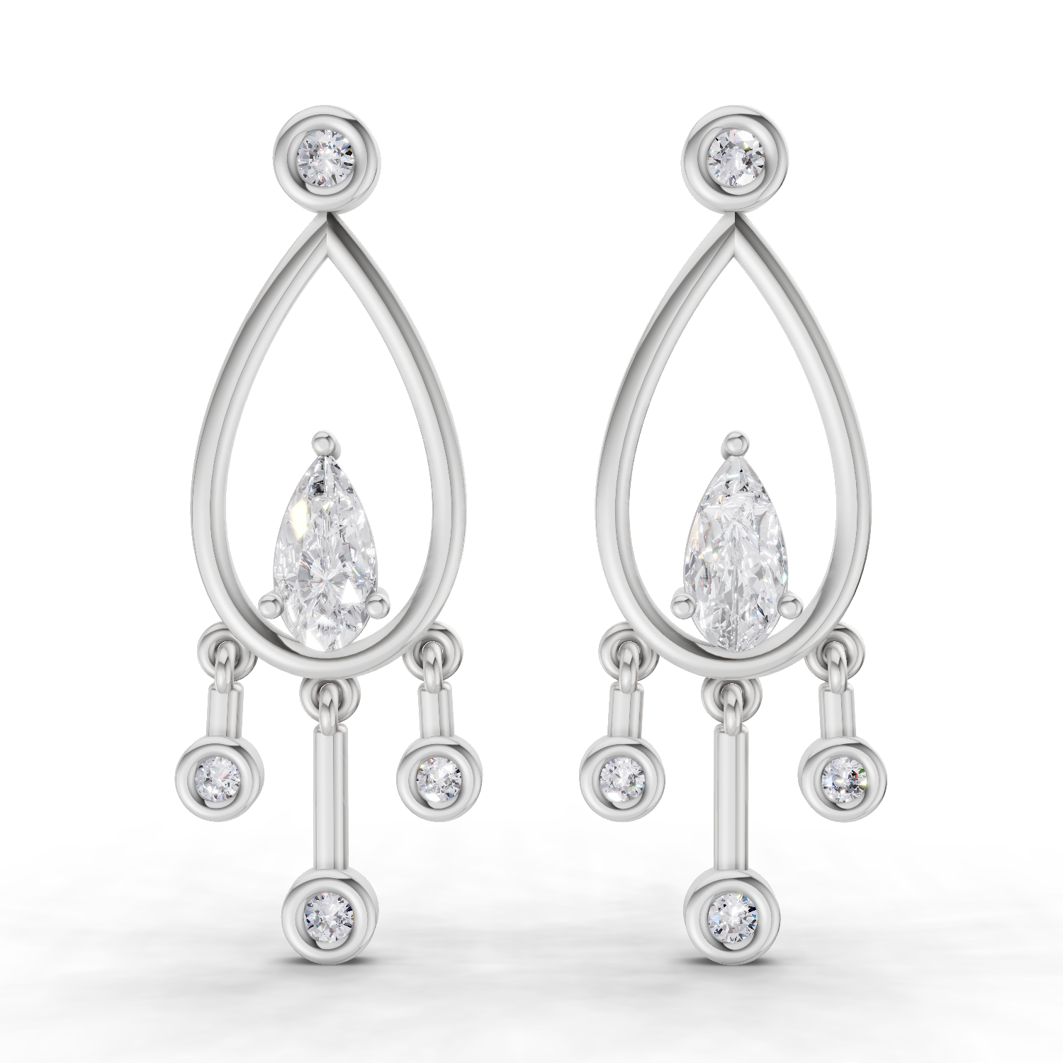 0.67 Carat Pear Starlit Diamond Earrings 14K - White Gold