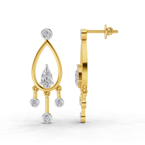 0.67 Carat Pear Starlit Diamond Earrings 14K