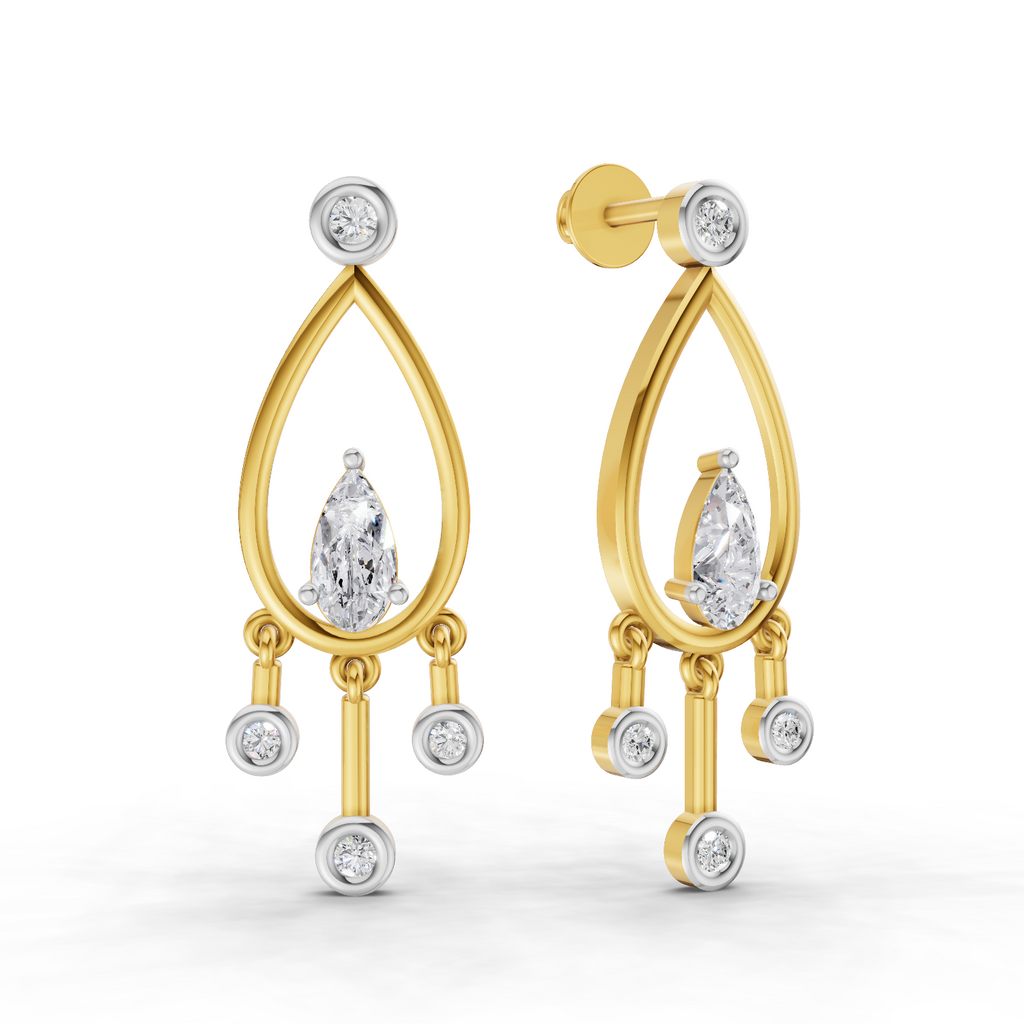 0.67 Carat Pear Starlit Diamond Earrings 14K