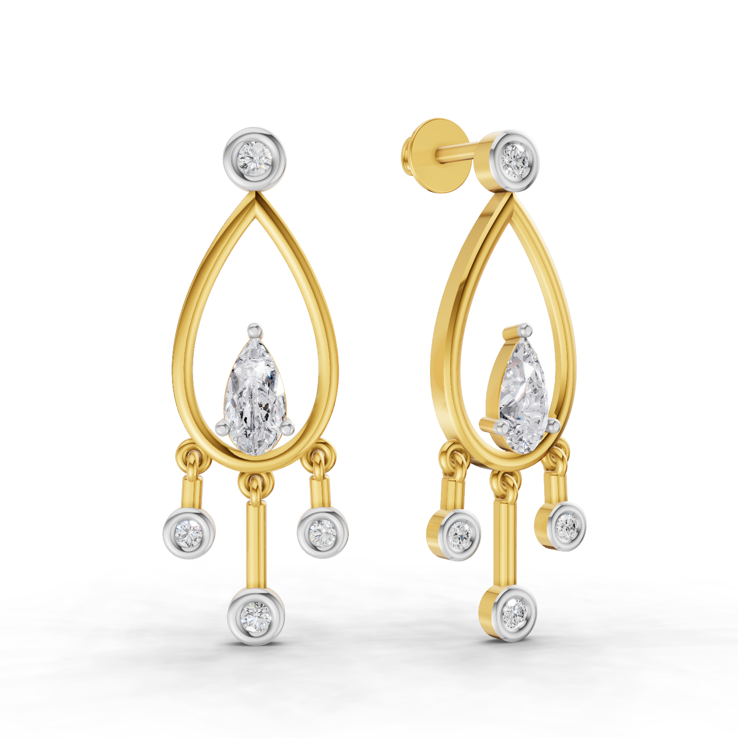 0.67 Carat Pear Starlit Diamond Earrings 14K