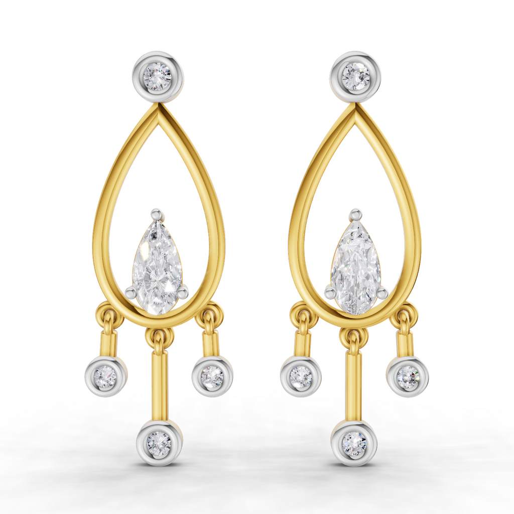 0.67 Carat Pear Starlit Diamond Earrings 14K