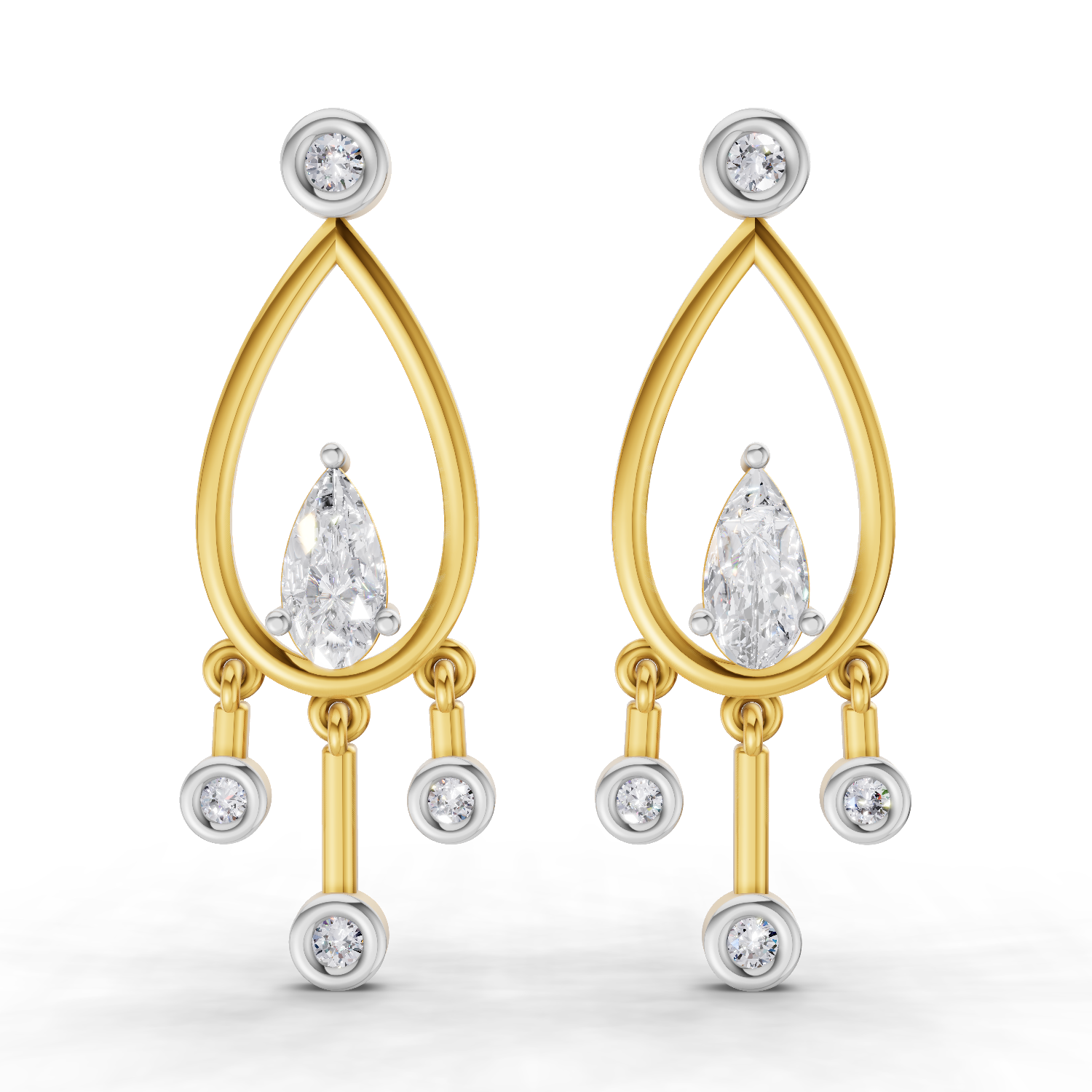 0.67 Carat Pear Starlit Diamond Earrings 14K