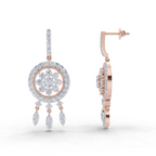 3.08 Carat Dream catcher Diamond Earrings 14K - Rose Gold