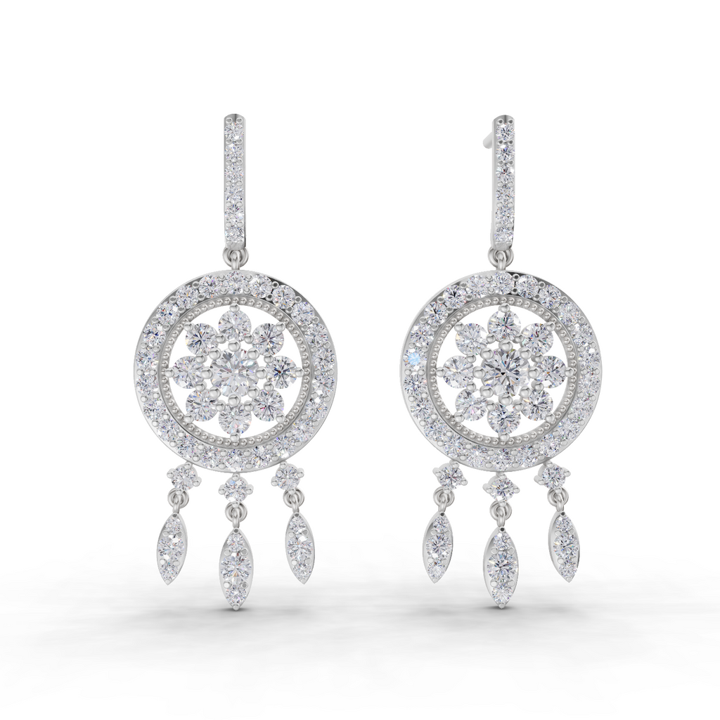 3.08 Carat Dream catcher Diamond Earrings 14K - White Gold