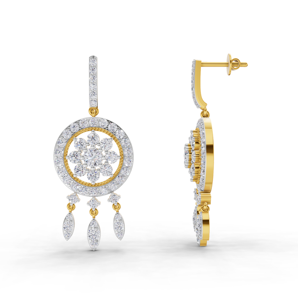 3.08 Carat Dream catcher Diamond Earrings 14K