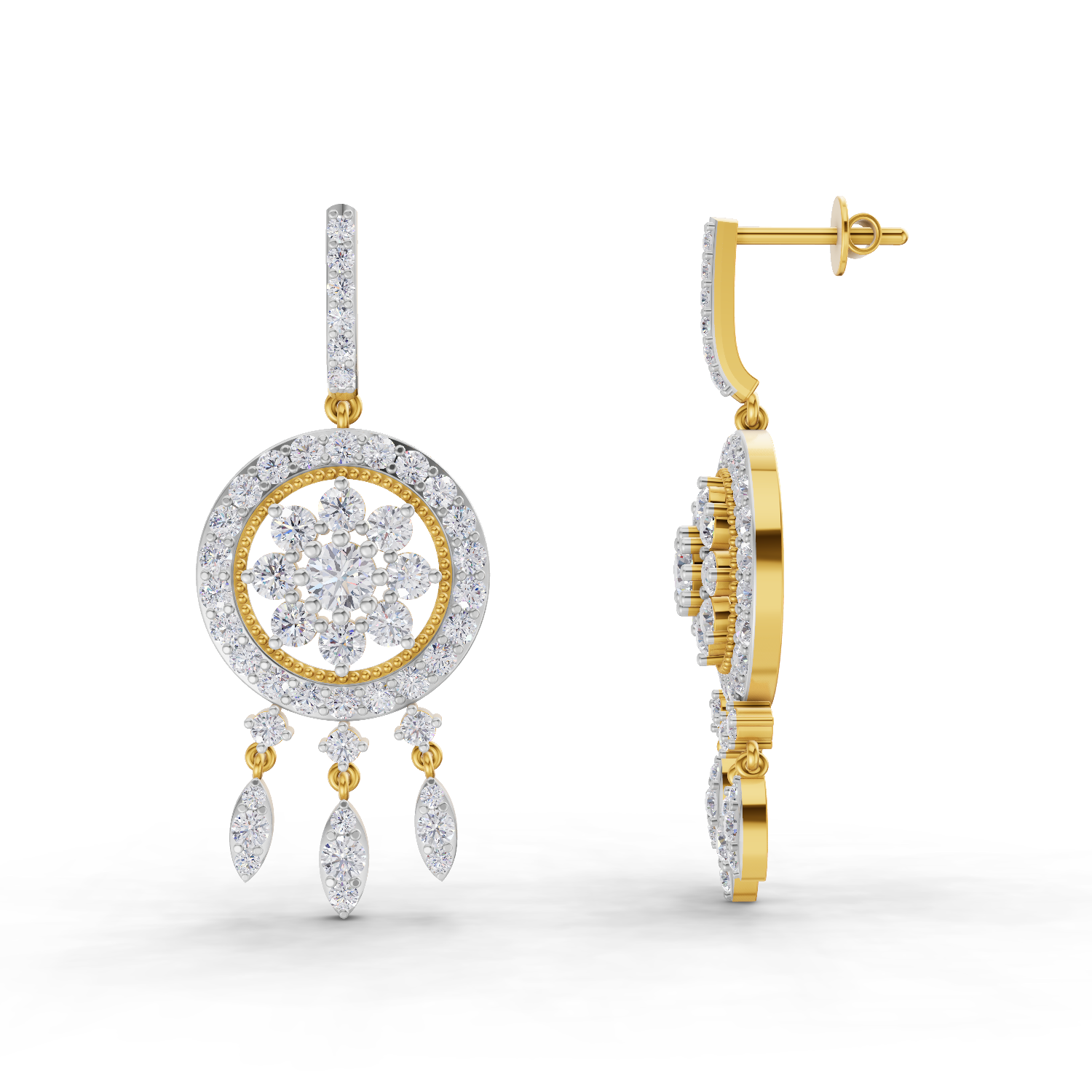3.08 Carat Dream catcher Diamond Earrings 14K