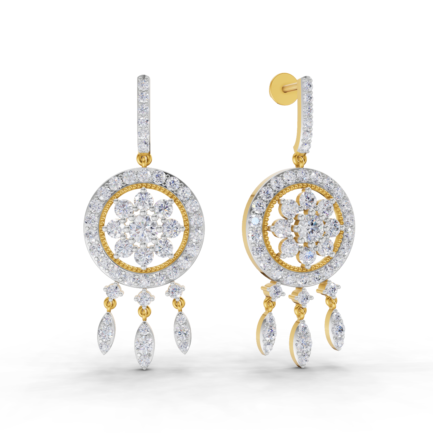 3.08 Carat Dream catcher Diamond Earrings 14K