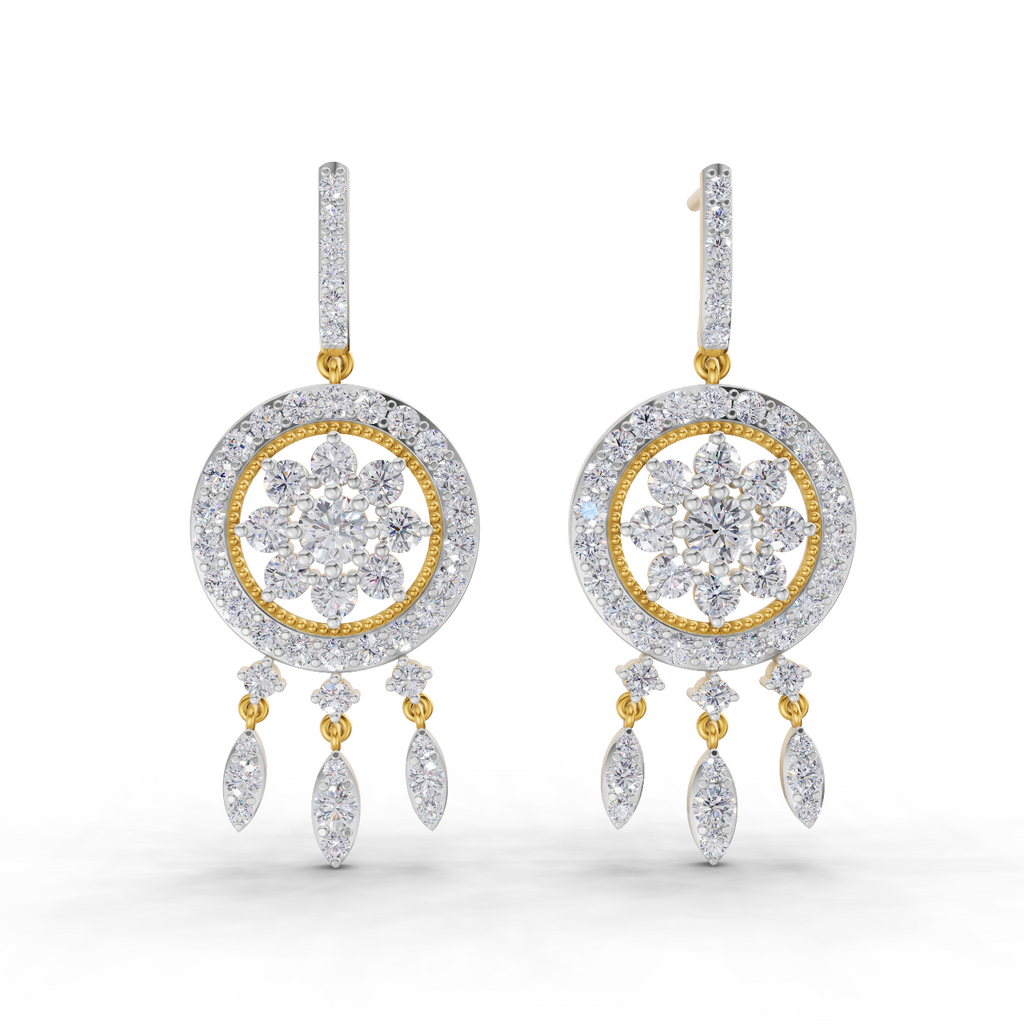 3.08 Carat Dream catcher Diamond Earrings 14K