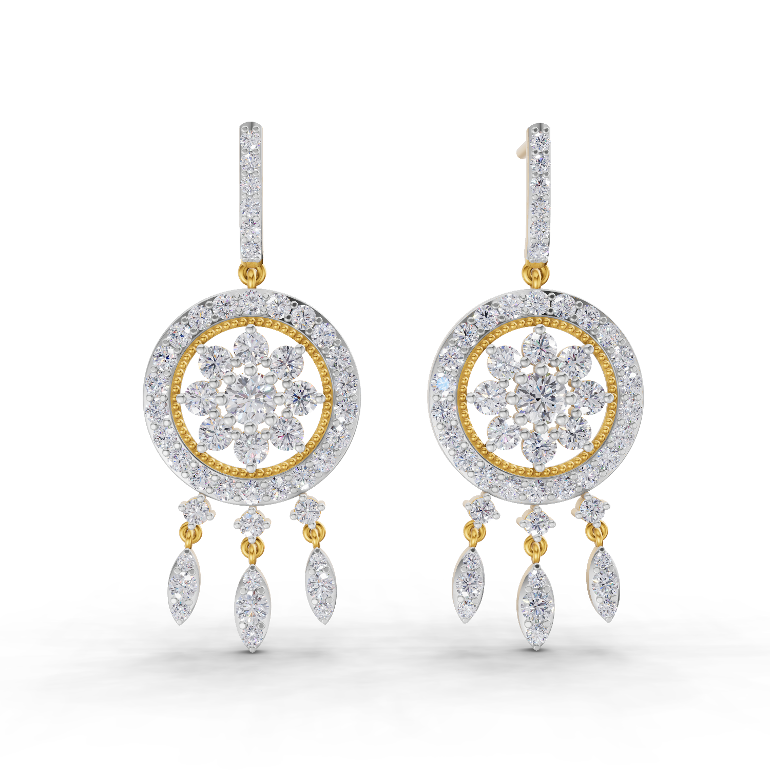 3.08 Carat Dream catcher Diamond Earrings 14K