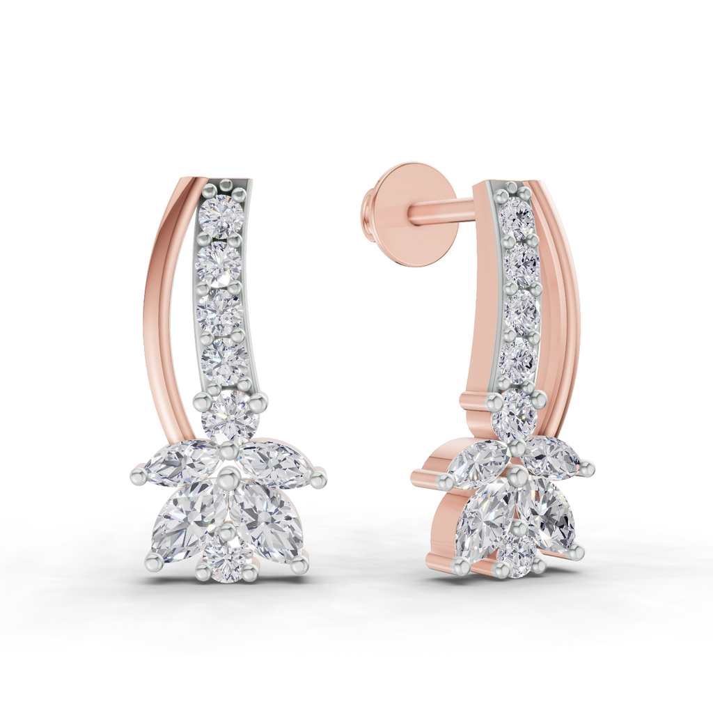 0.71 Carat Lotus Diamond Earrings 14K - Rose Gold