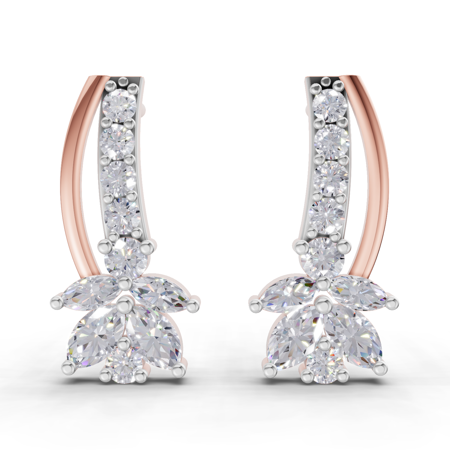 0.71 Carat Lotus Diamond Earrings 14K - Rose Gold