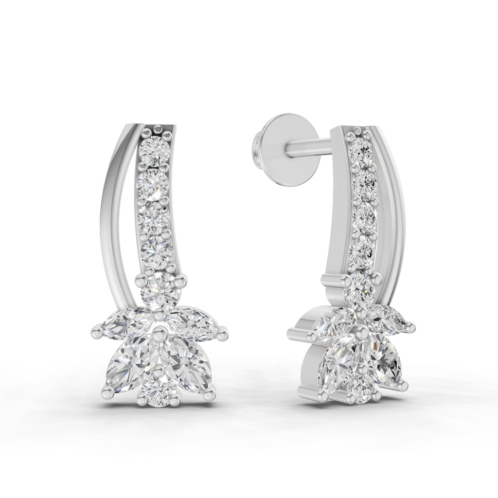 0.71 Carat Lotus Diamond Earrings 14K - White Gold