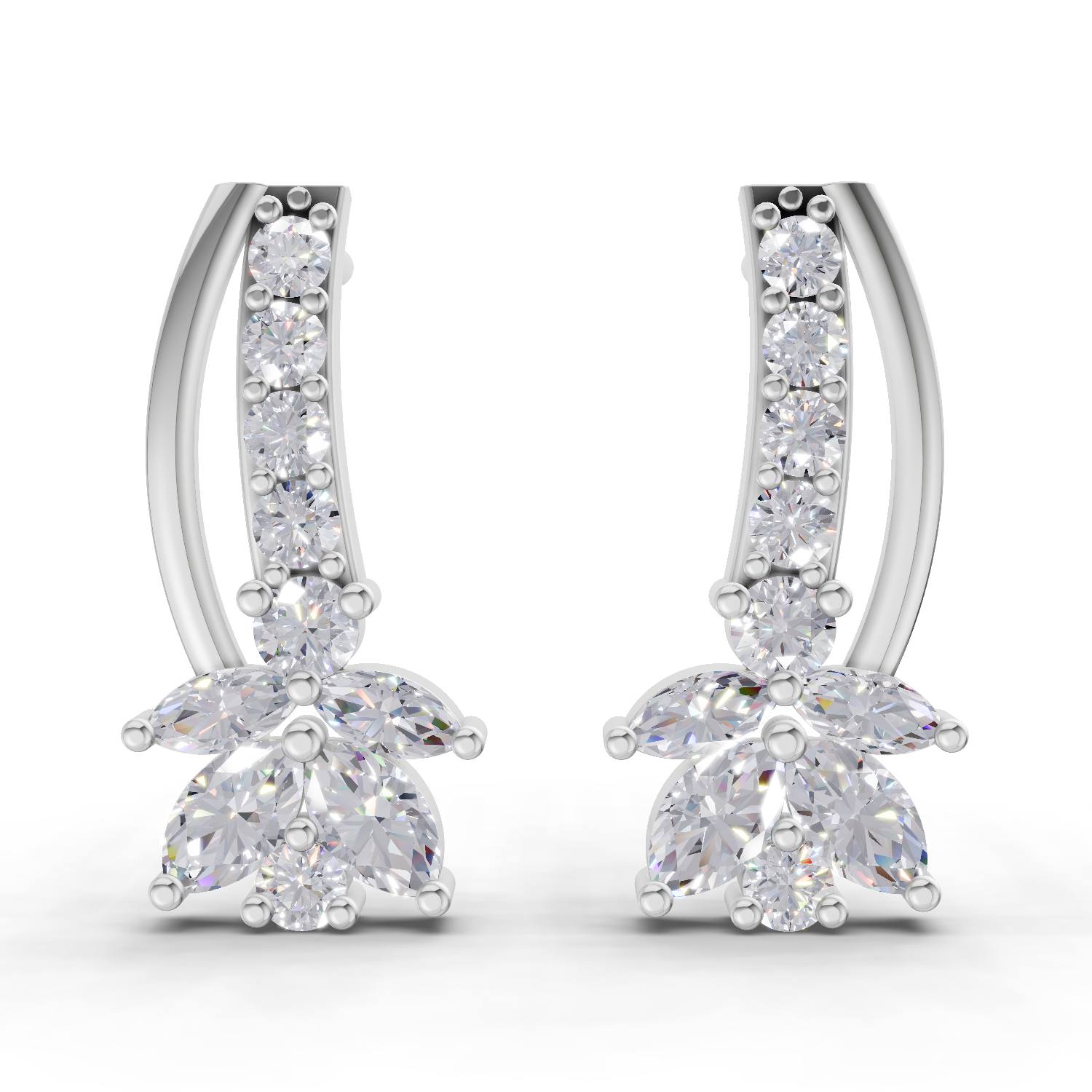 0.71 Carat Lotus Diamond Earrings 14K - White Gold