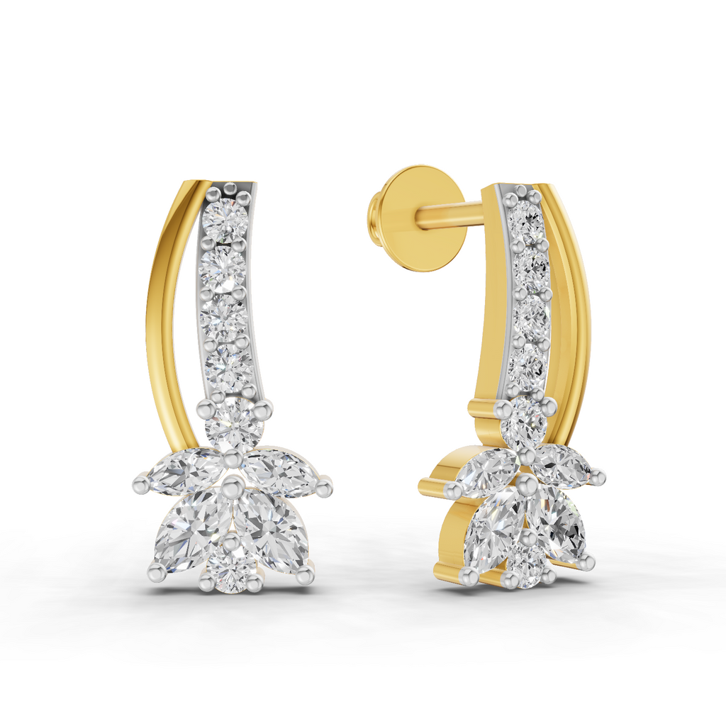 0.71 Carat Lotus Diamond Earrings 14K