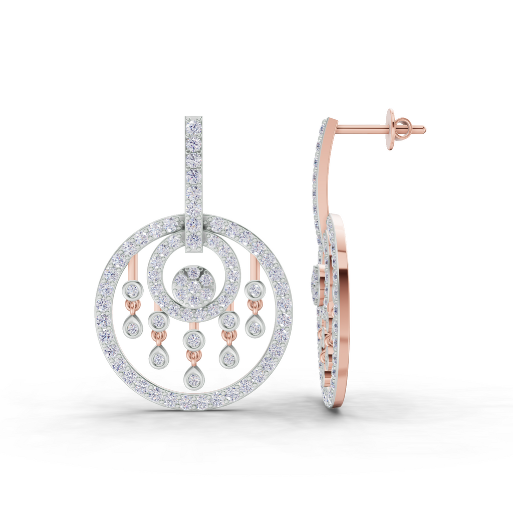 1.87 Carat Dream catcher Diamond Earrings 14K - Rose Gold