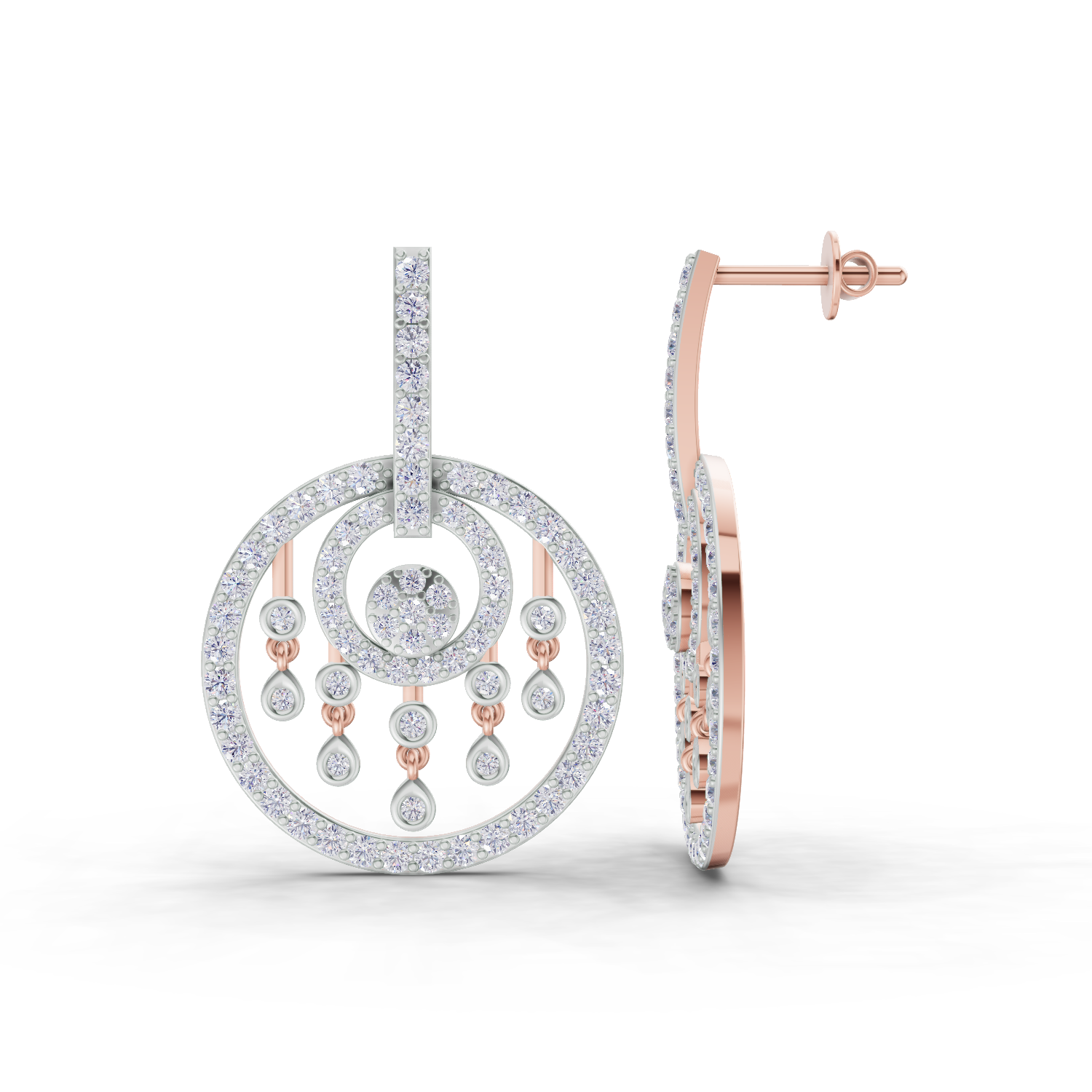 1.87 Carat Dream catcher Diamond Earrings 14K - Rose Gold