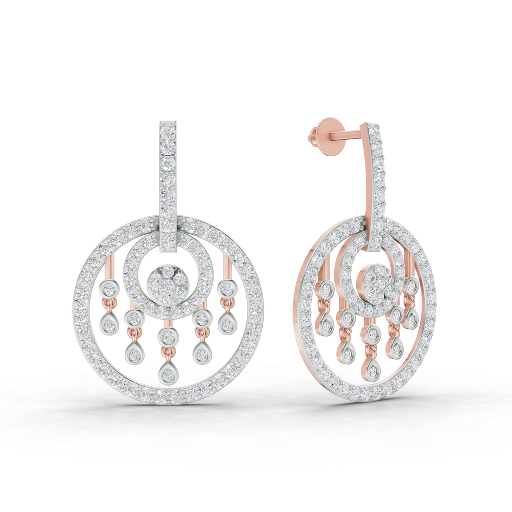 1.87 Carat Dream catcher Diamond Earrings 14K - Rose Gold