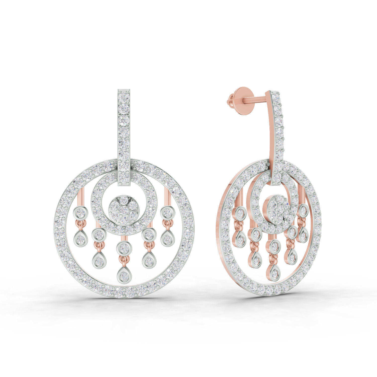 1.87 Carat Dream catcher Diamond Earrings 14K - Rose Gold