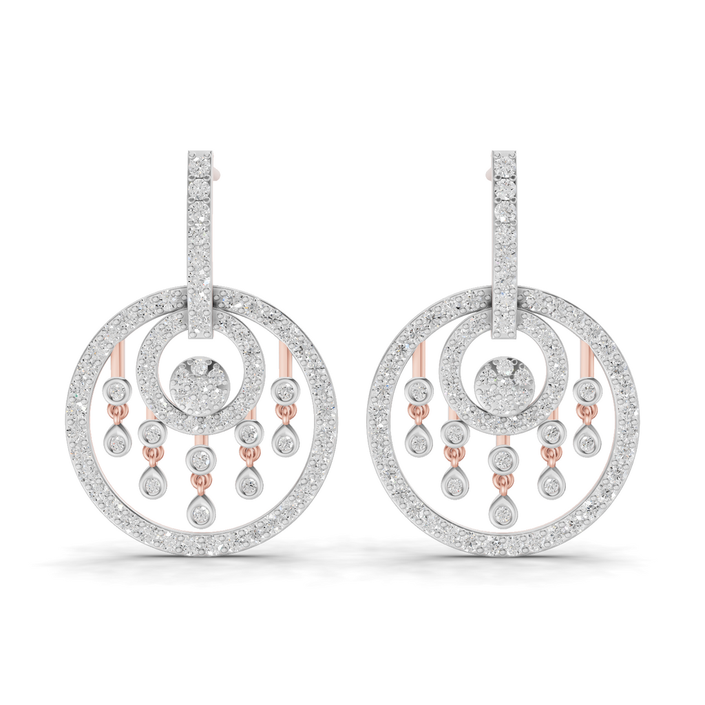 1.87 Carat Dream catcher Diamond Earrings 14K - Rose Gold