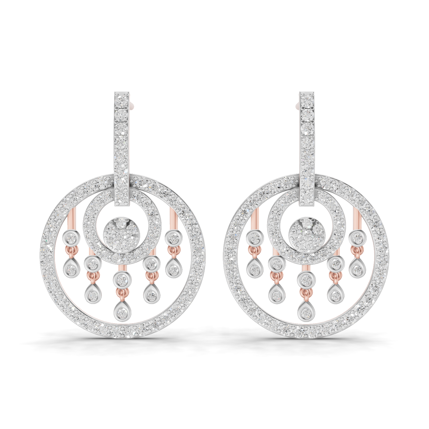 1.87 Carat Dream catcher Diamond Earrings 14K - Rose Gold